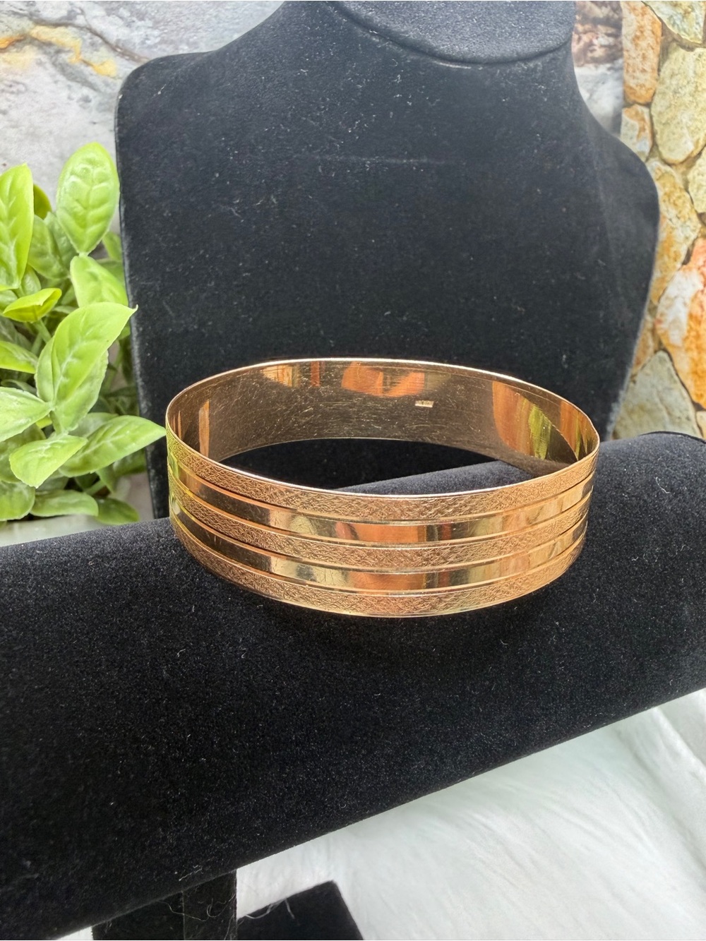 Rare 10K Yellow Gold Wide Bangle